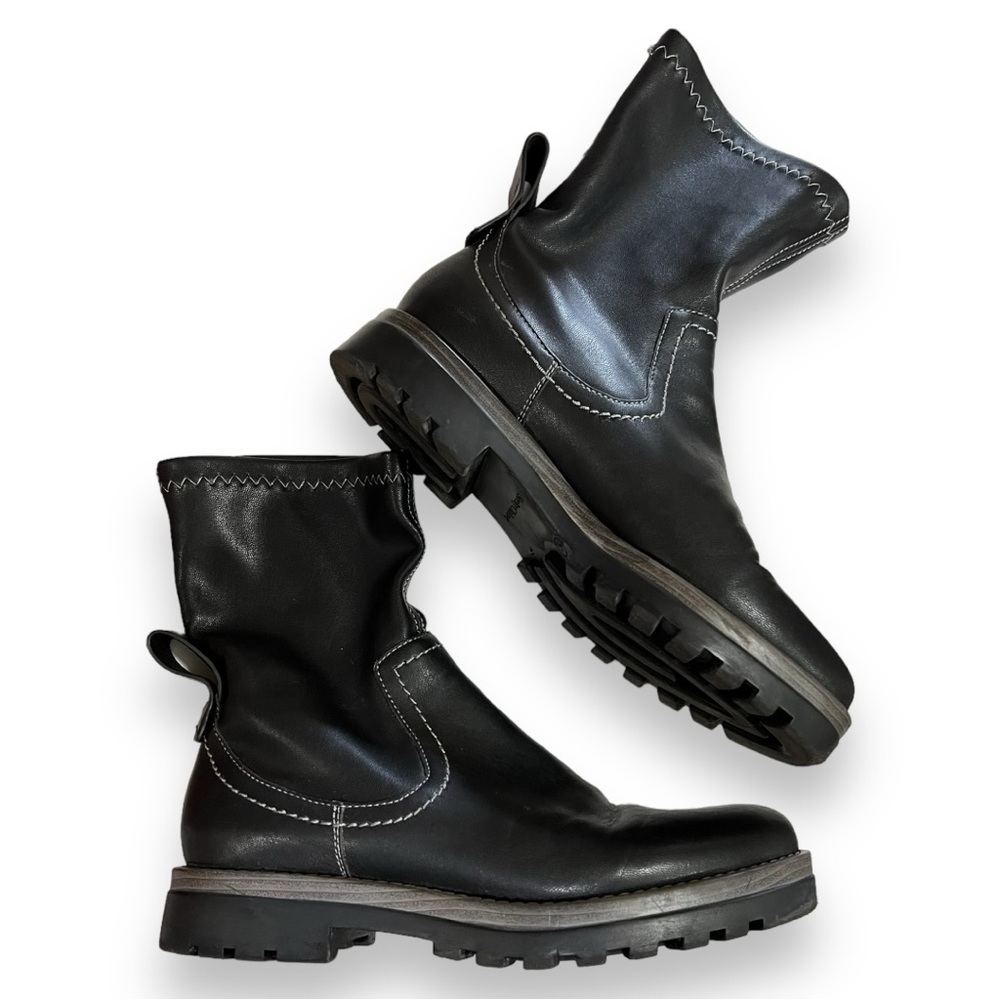 SEE BY CHLOE Black Faux Leather Moto Dakota Boot Size 41 EU